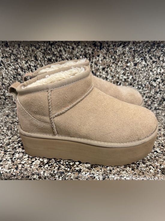 UGG Shoes - These are UGG Classic Ultra Mini Platform boots in a sand suede color size 6